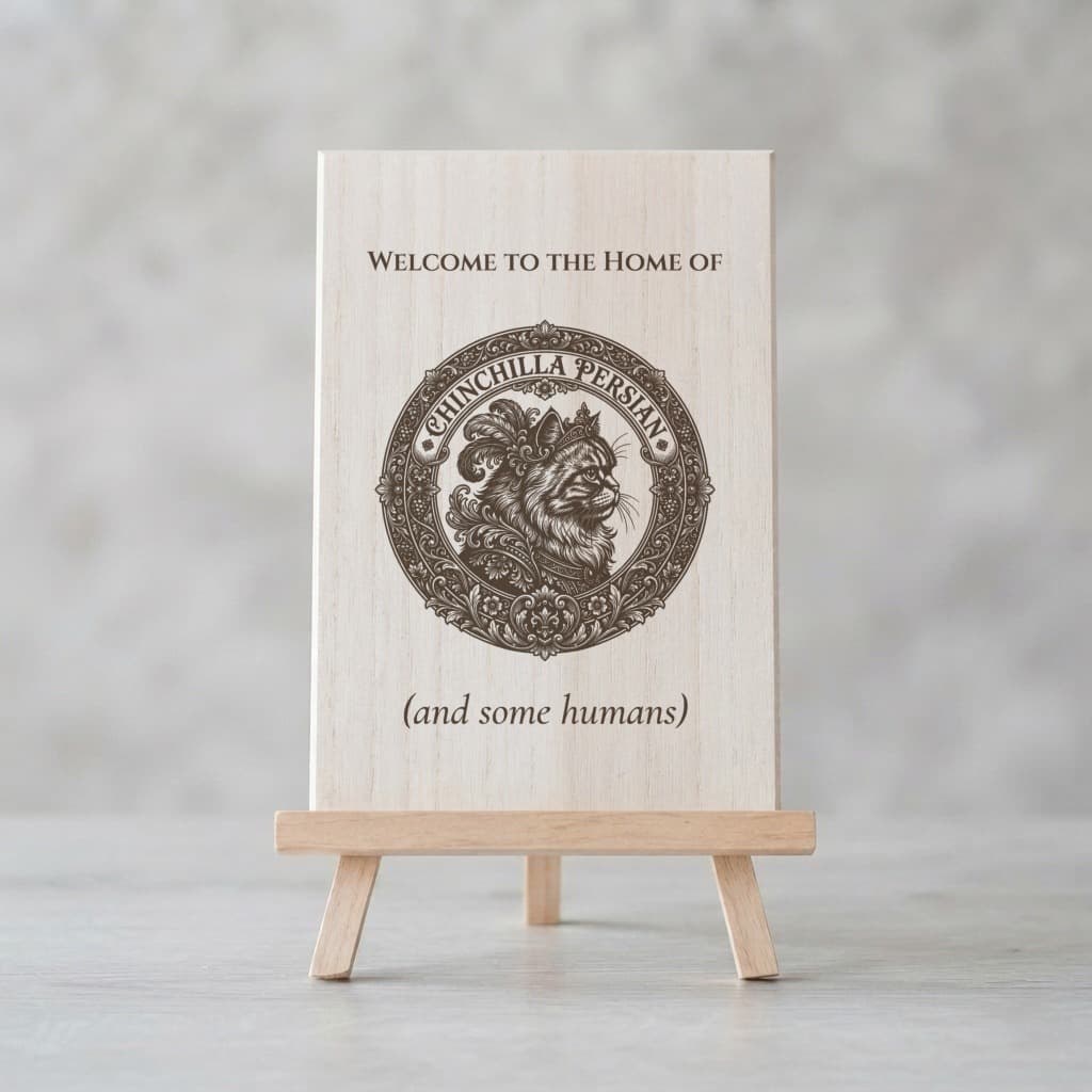 Chinchilla Persian Renaissance Portrait Wooden Welcome Board