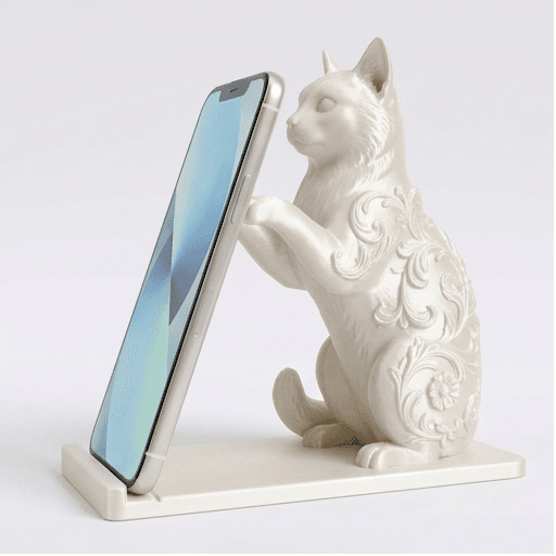 ターキッシュアンゴラのルネサンス肖像画スマホスタンド(シルクホワイト)