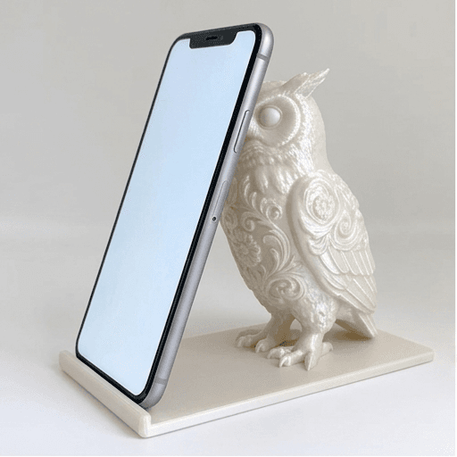 ベンガルワシミミズクのルネサンス肖像画スマホスタンド(シルクホワイト)