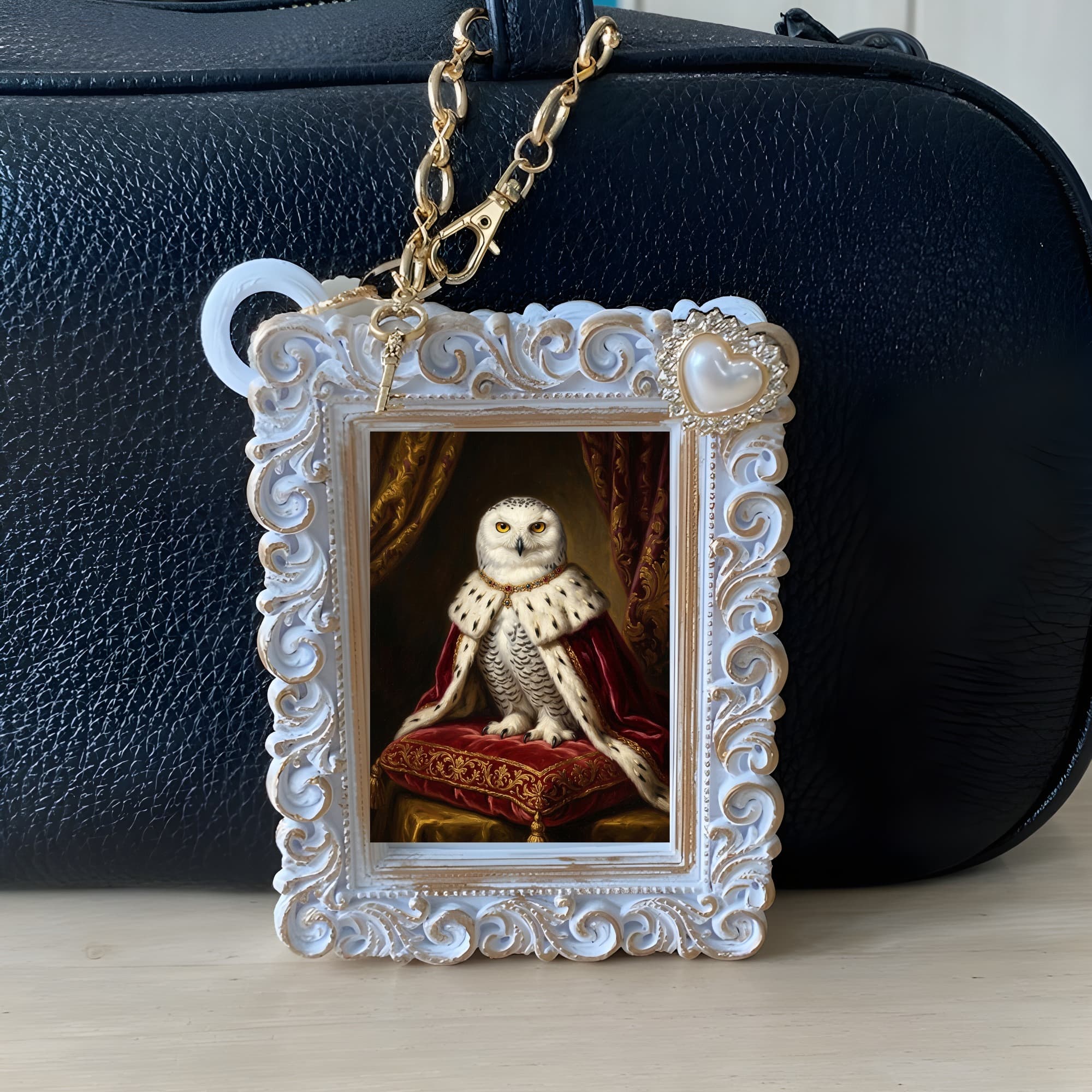 シロフクロウのルネサンス肖像画バッグチャーム(ホワイト) 6