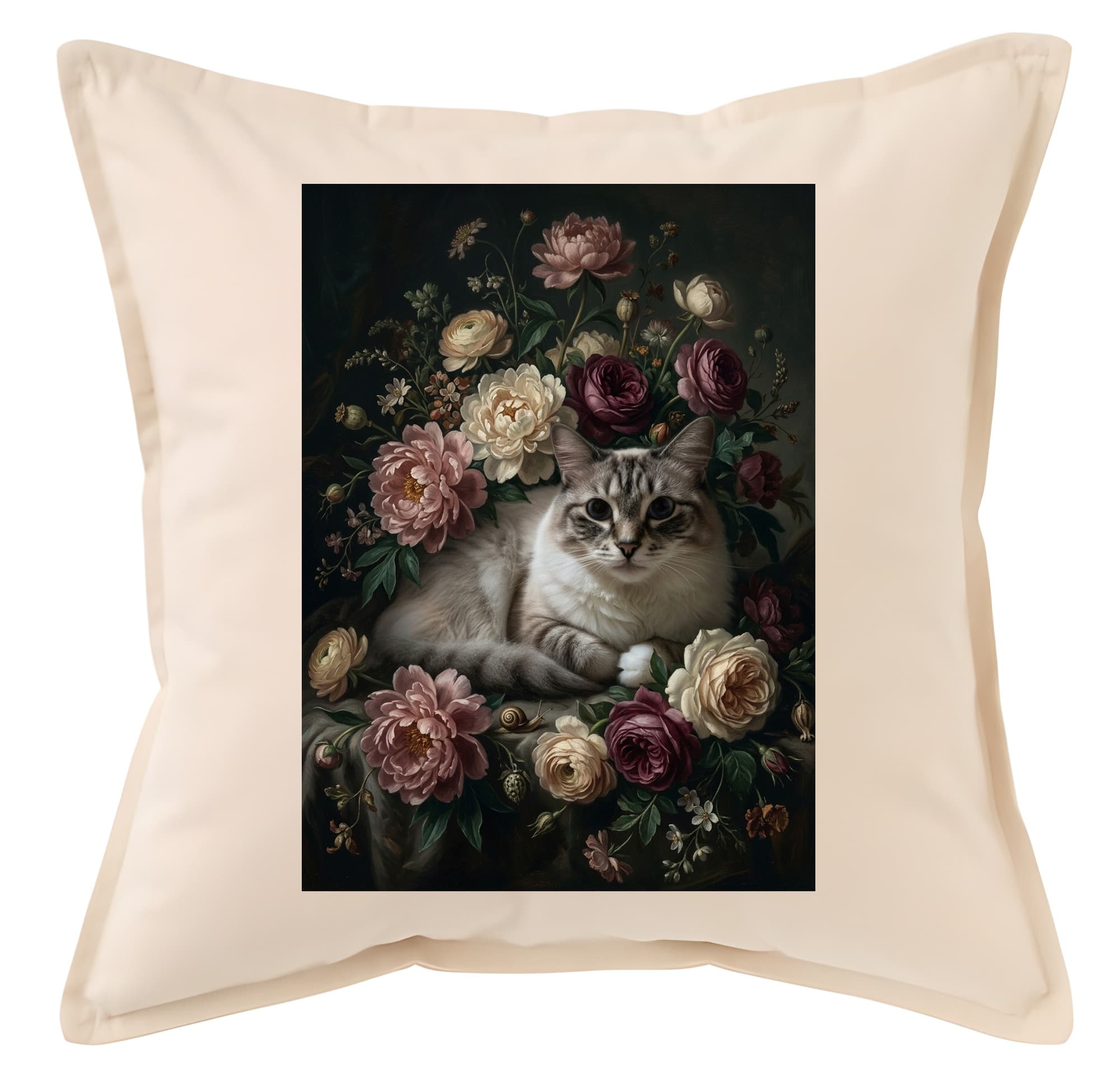 Ragdoll Floral Oil-Painting Floral Cushion