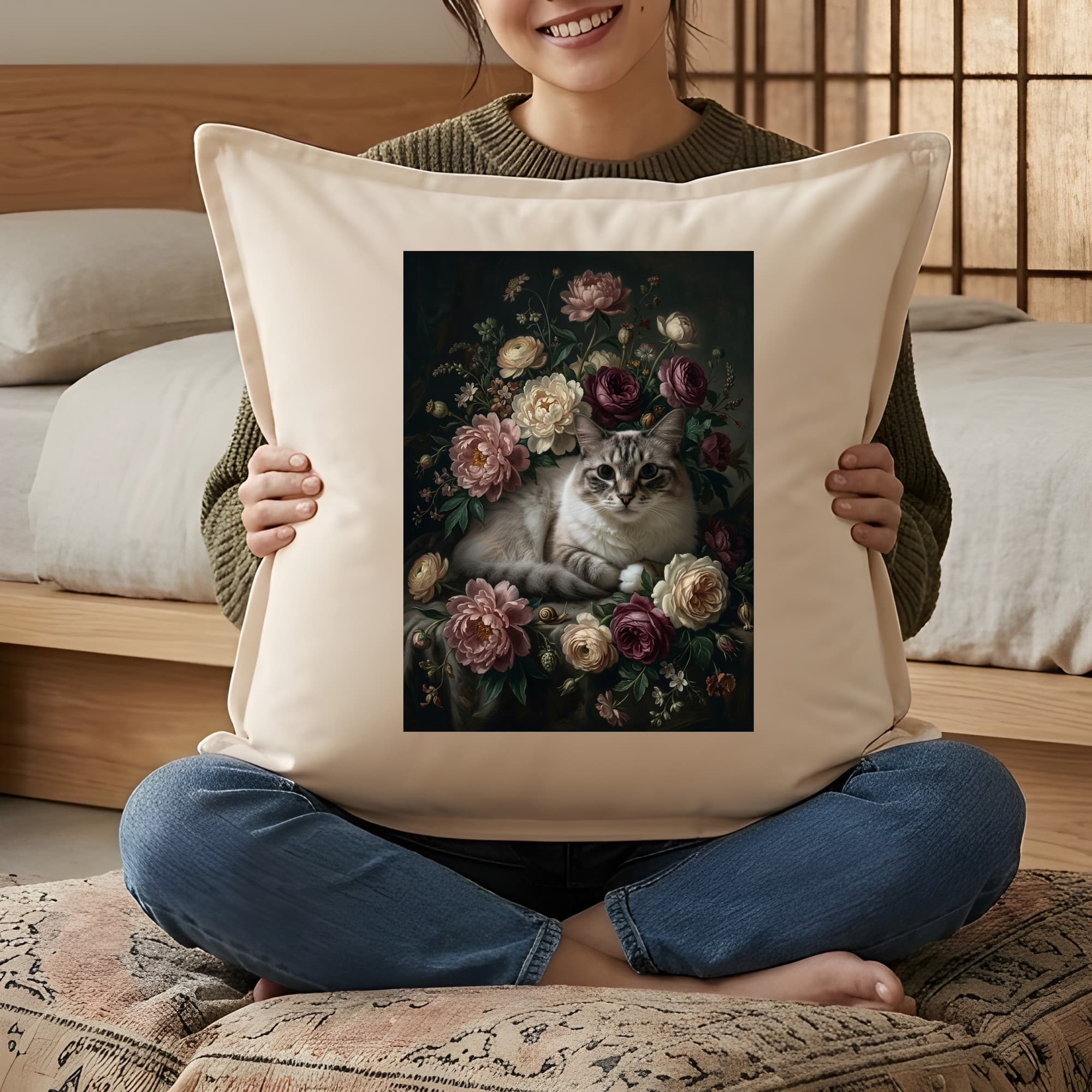Ragdoll Floral Oil-Painting Floral Cushion 3