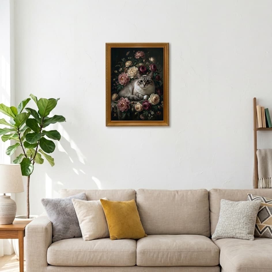 Ragdoll Floral Oil-Painting Floral Framed Art Print (A3) 3