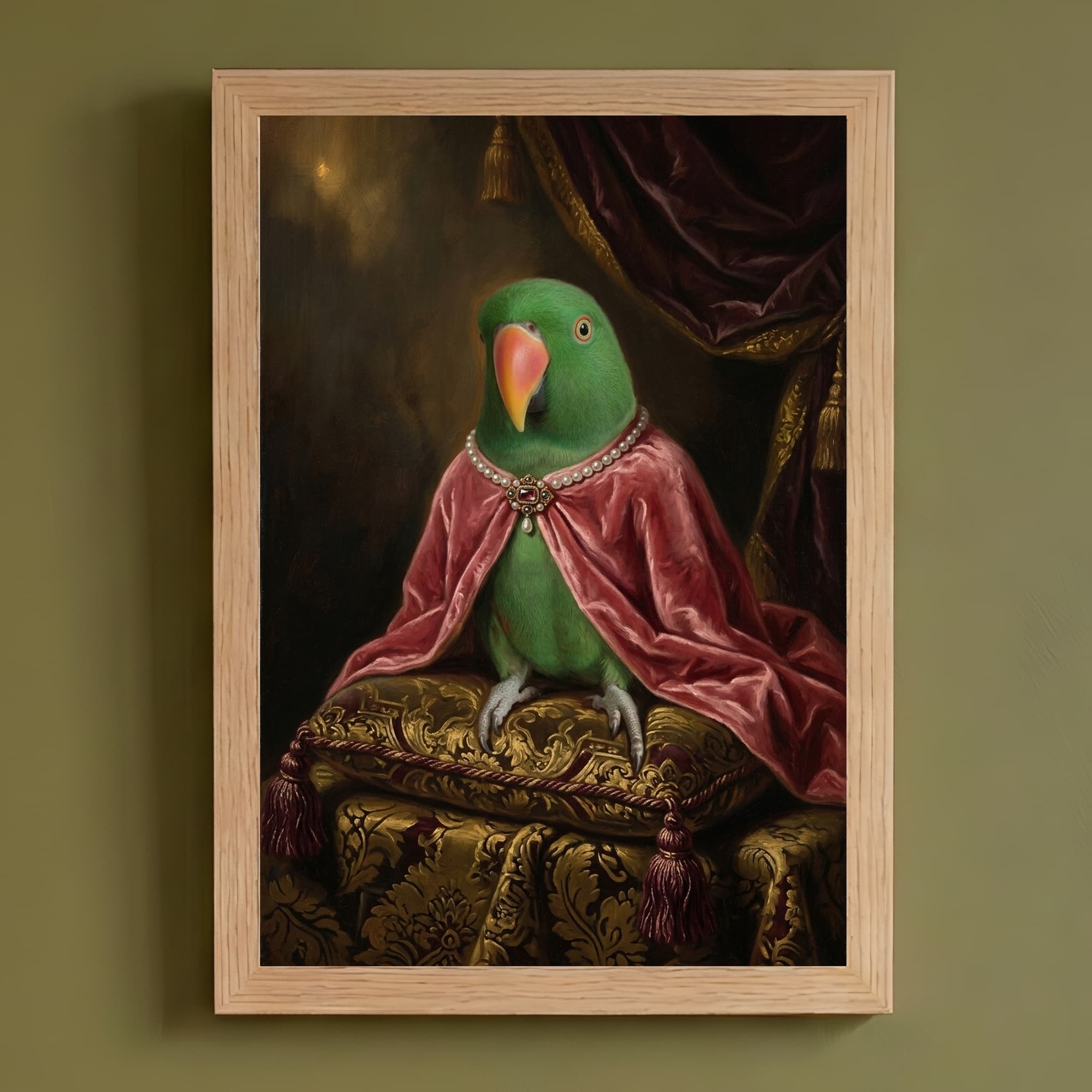 Eclectus Parrot Renaissance Portrait Framed Art Print (A4)