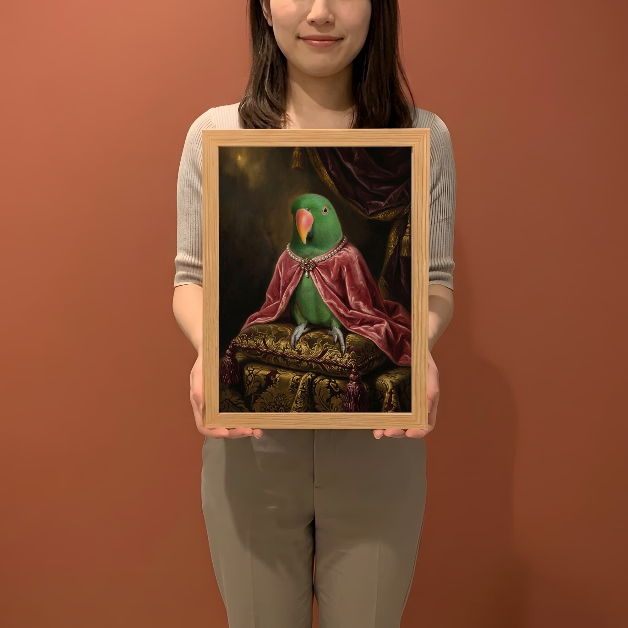 Eclectus Parrot Renaissance Portrait Framed Art Print (A4) 2