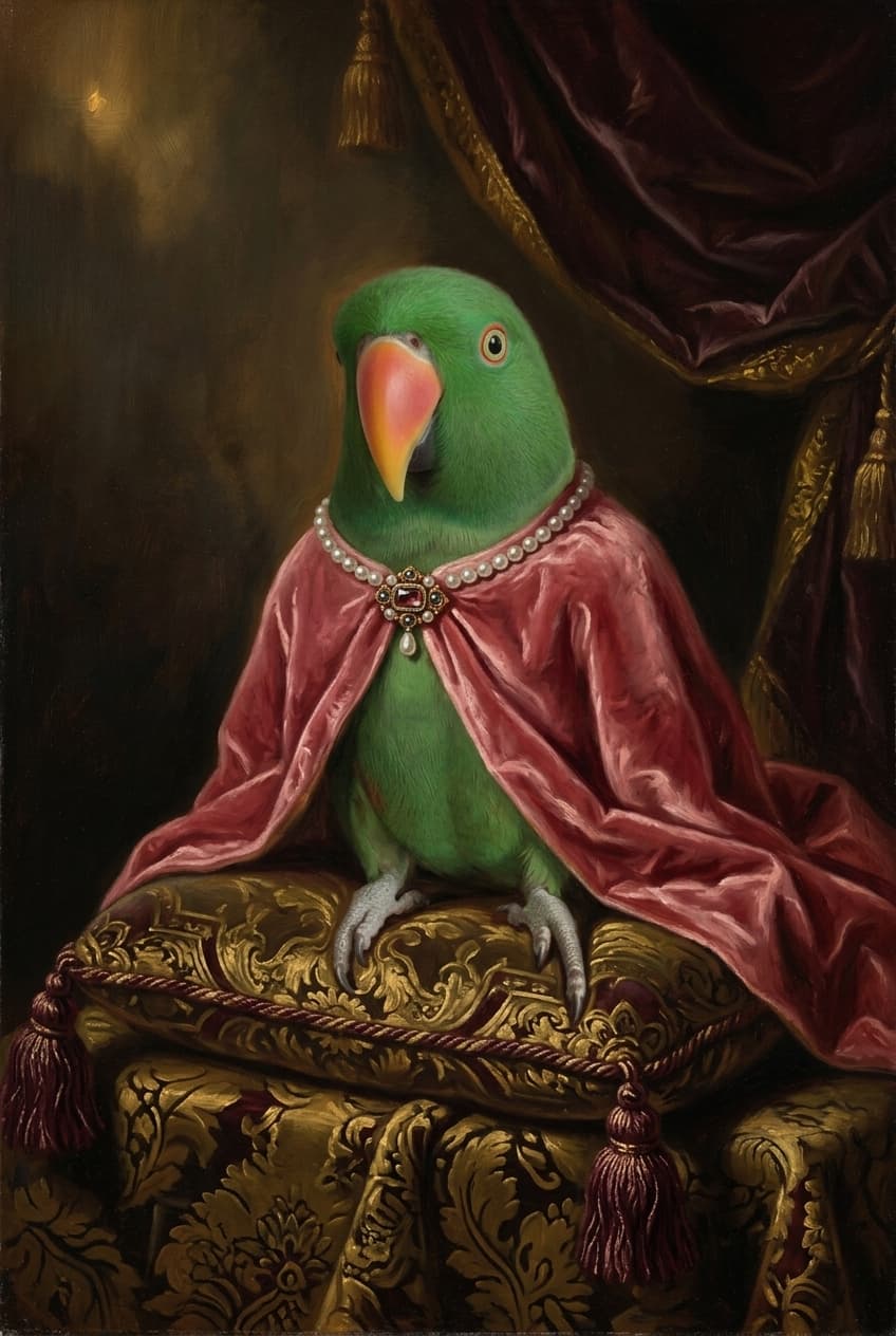Eclectus Parrot Renaissance Portrait Framed Art Print (A4) 4