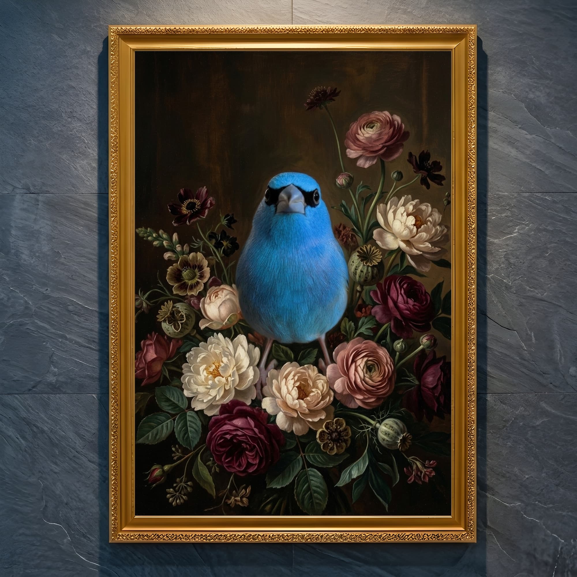 Cordon bleu Floral Oil-Painting Floral Framed Art Print (A4 Gold)