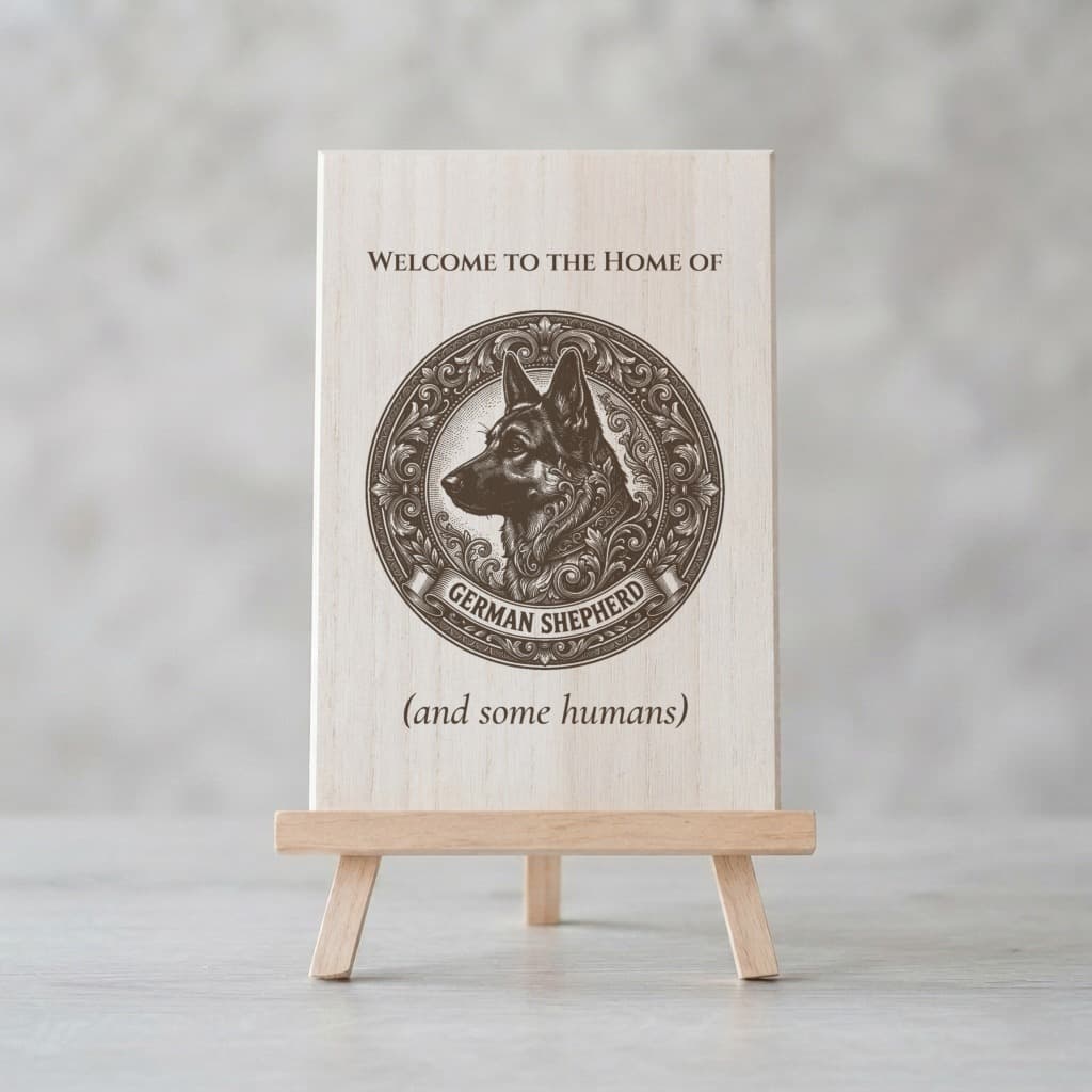 German shepherd Renaissance Portrait Wooden Welcome Board