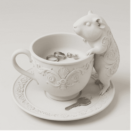 Guinea pig Renaissance Portrait Trinket Tray (Matte White)