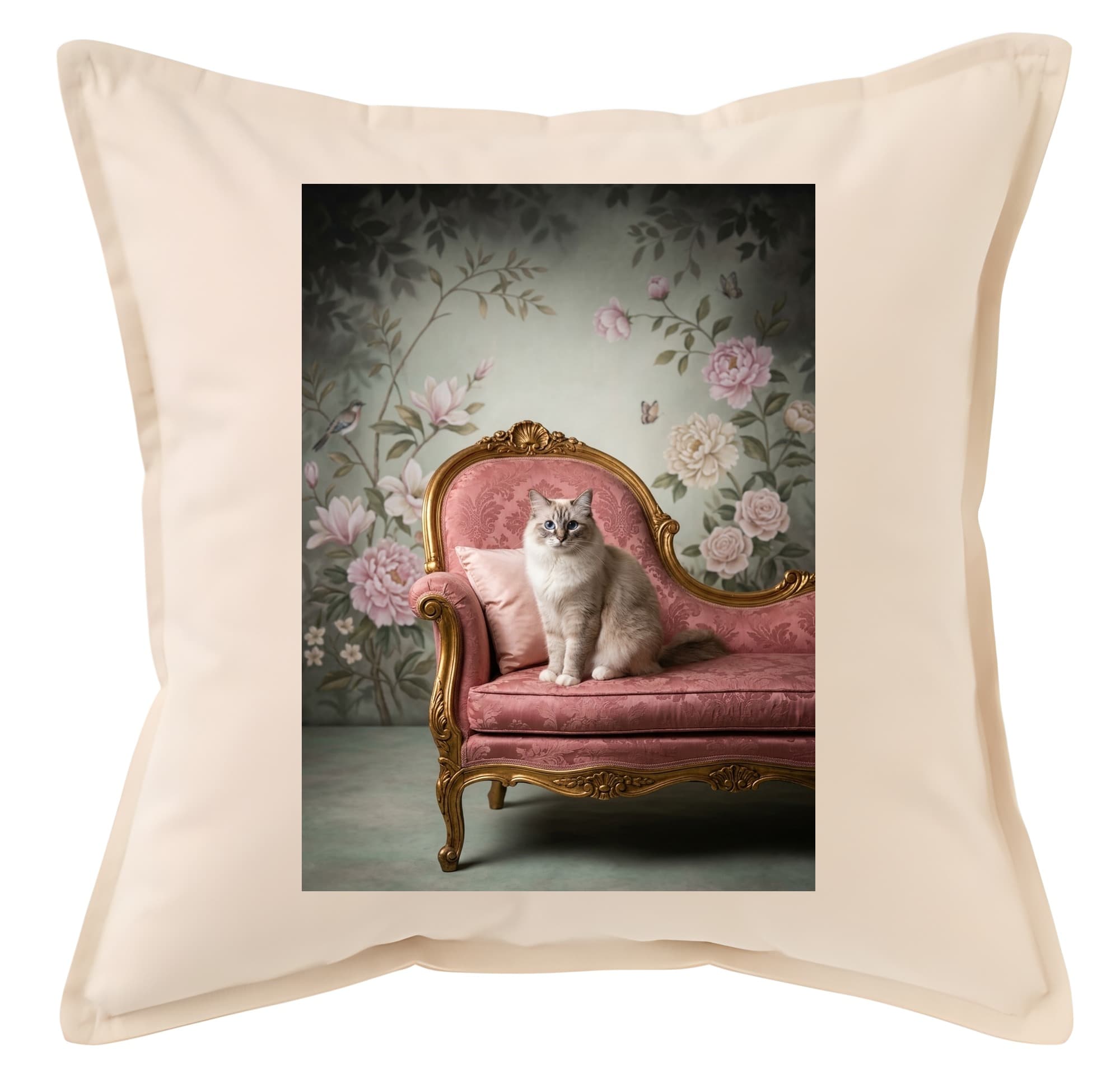 Ragdoll Shabby Pink Oil-Painting Rococo Cushion