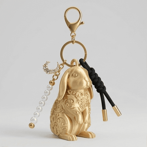 ミニロップのルネサンス肖像画キーホルダー(シルクゴールド)