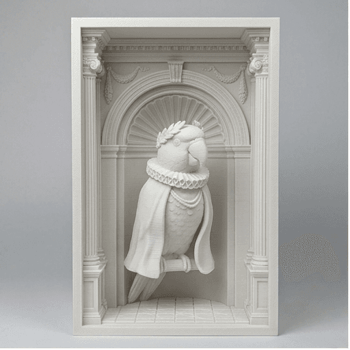 Alexandrine Parakeet Renaissance Portrait Booknook Diorama