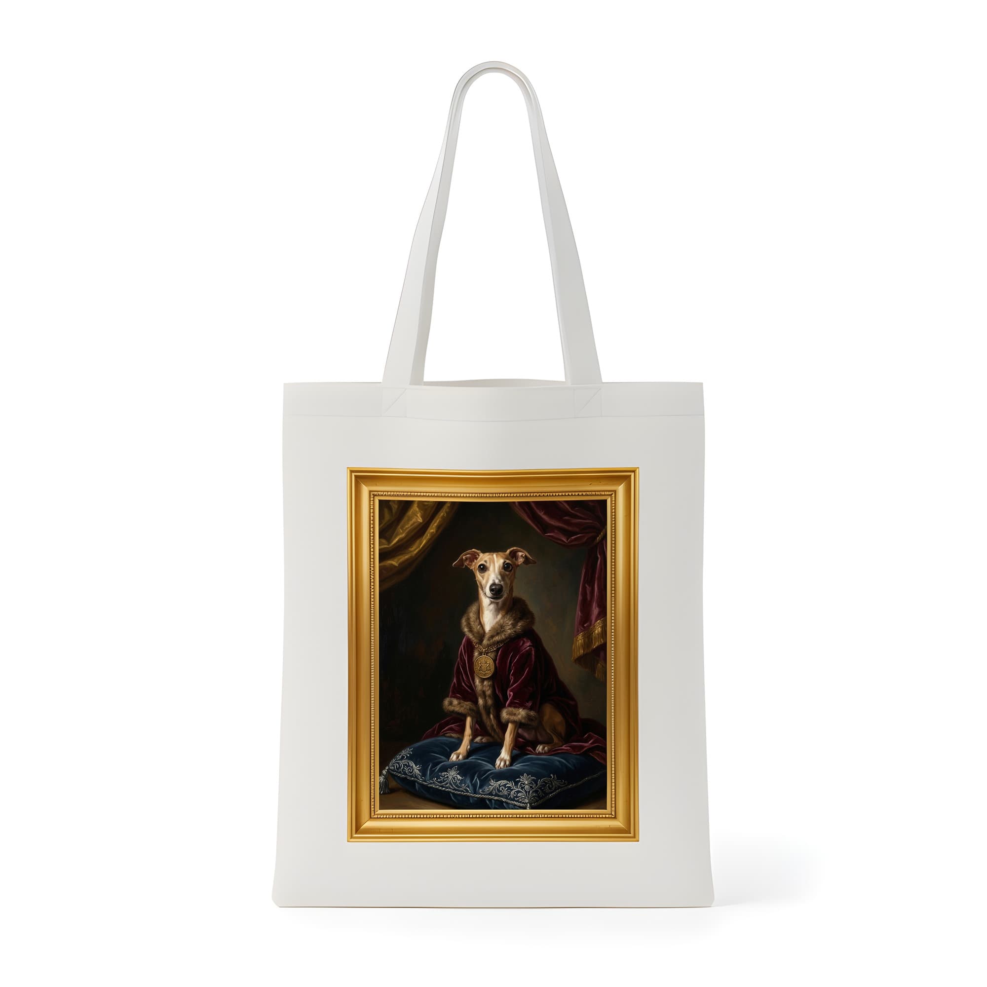 Italian greyhound Renaissance Portrait Tote Bag (Color Print, Framed Design)