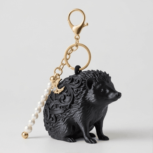 Hedgehog Renaissance Portrait Keychain (Silky Black)