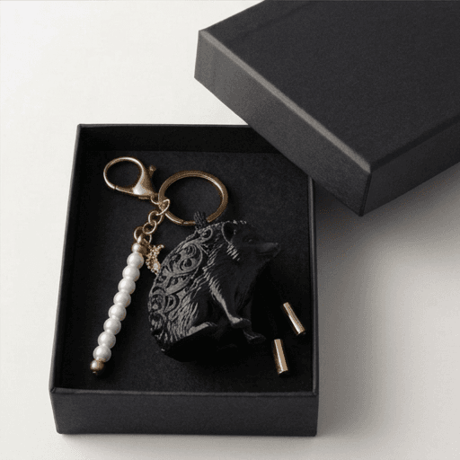 Hedgehog Renaissance Portrait Keychain (Silky Black) 4