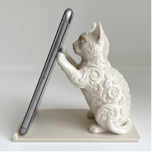 マンチカンのルネサンス肖像画スマホスタンド(シルクホワイト)