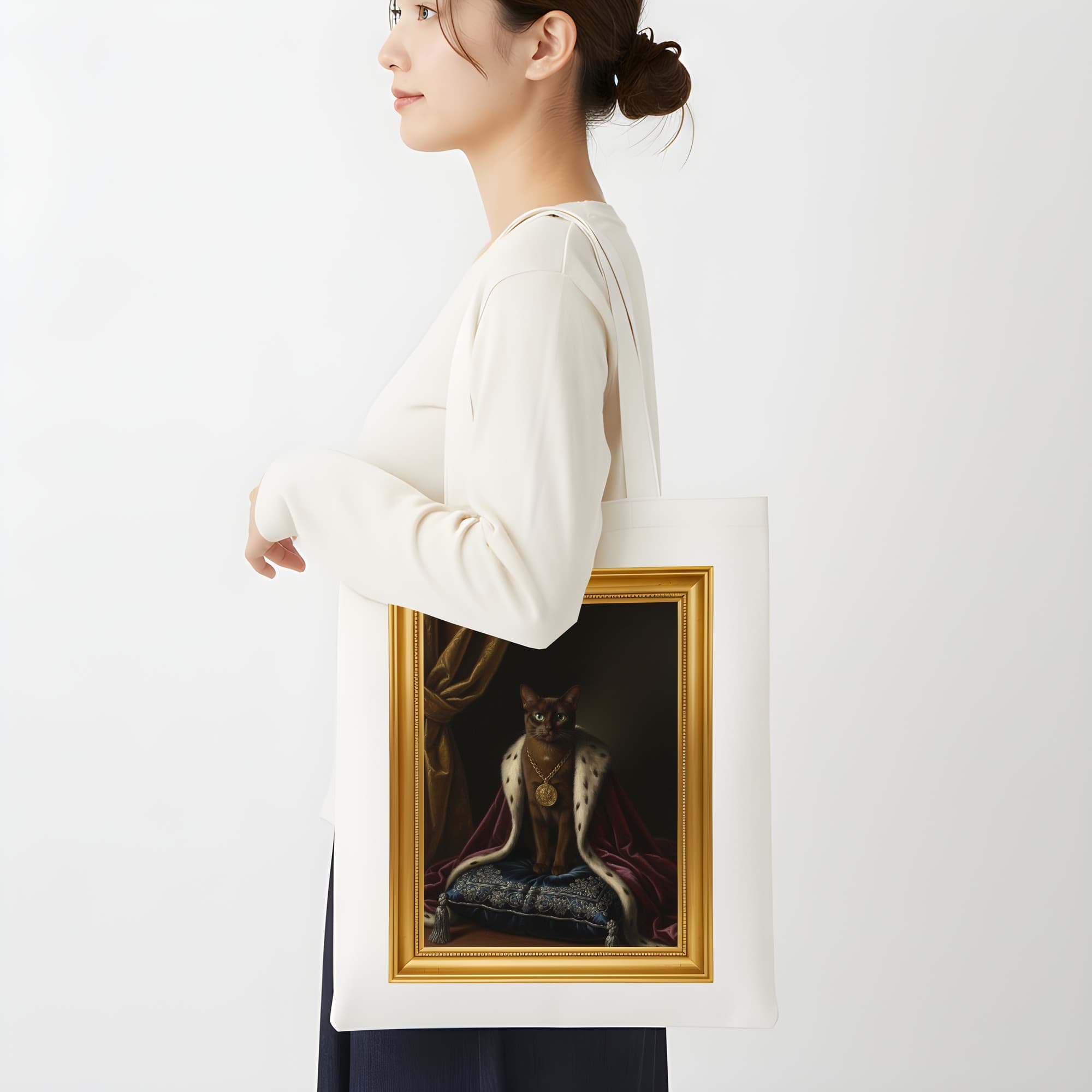 Burmese Renaissance Portrait Tote Bag (Color Print, Framed Design) 2