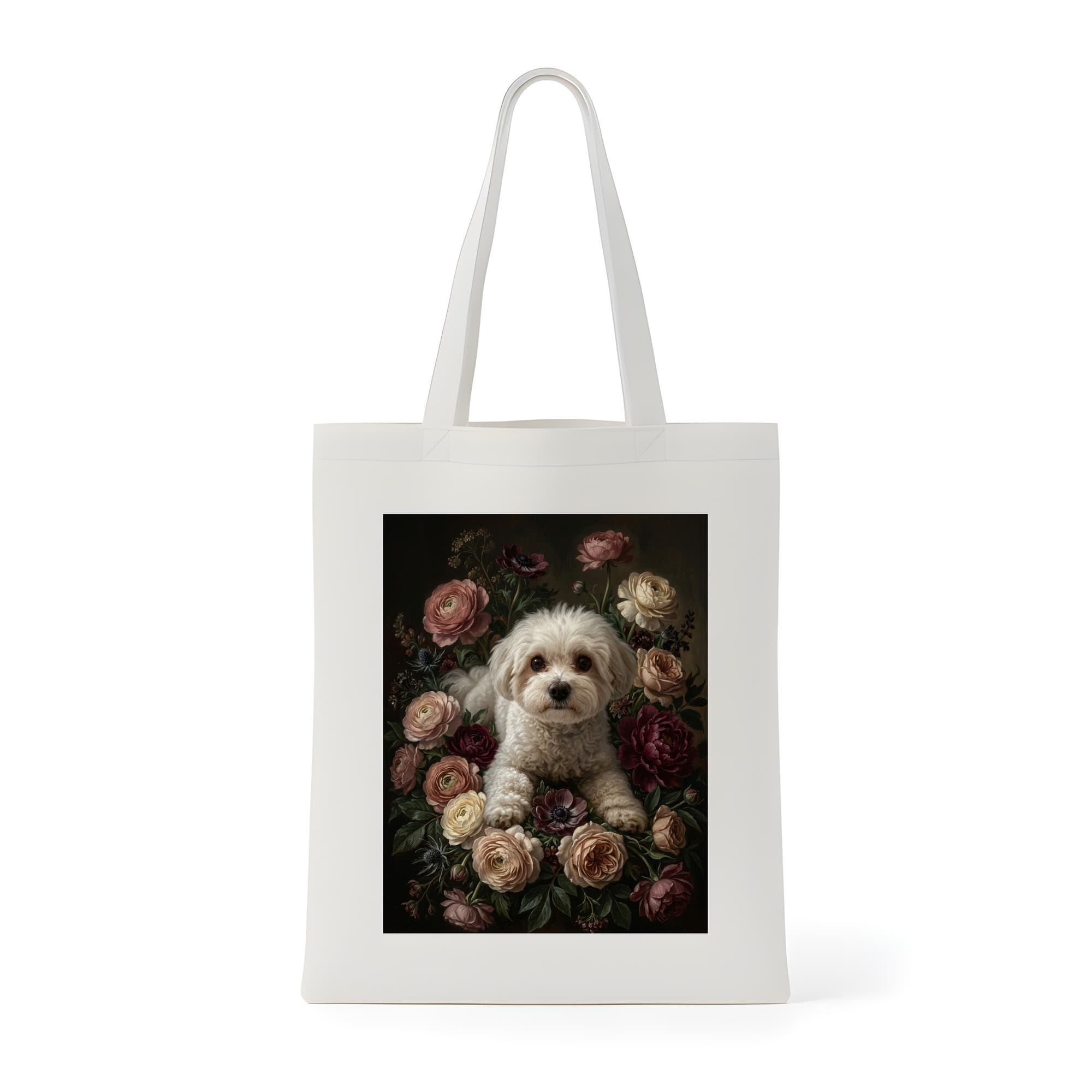 Maltese Floral Oil-Painting Floral Tote Bag