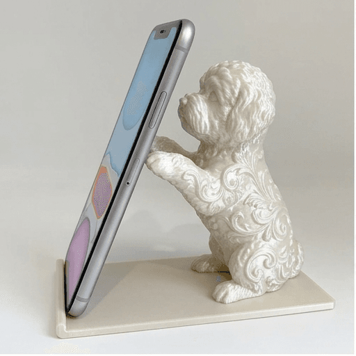 ビションフリーゼのルネサンス肖像画スマホスタンド(シルクホワイト)