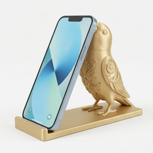 アキクサインコのルネサンス肖像画スマホスタンド(シルクゴールド)