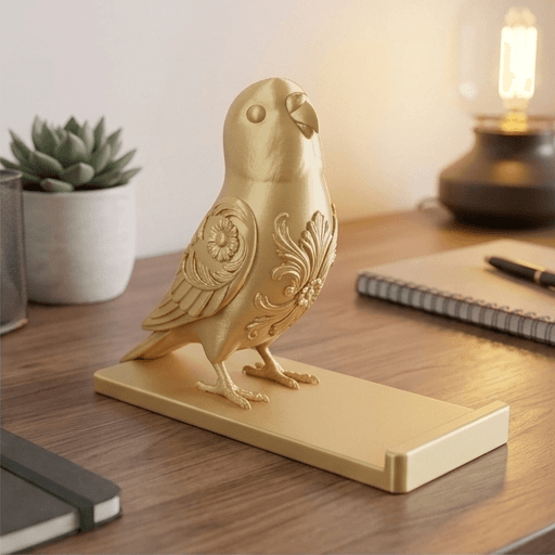アキクサインコのルネサンス肖像画スマホスタンド(シルクゴールド) 2