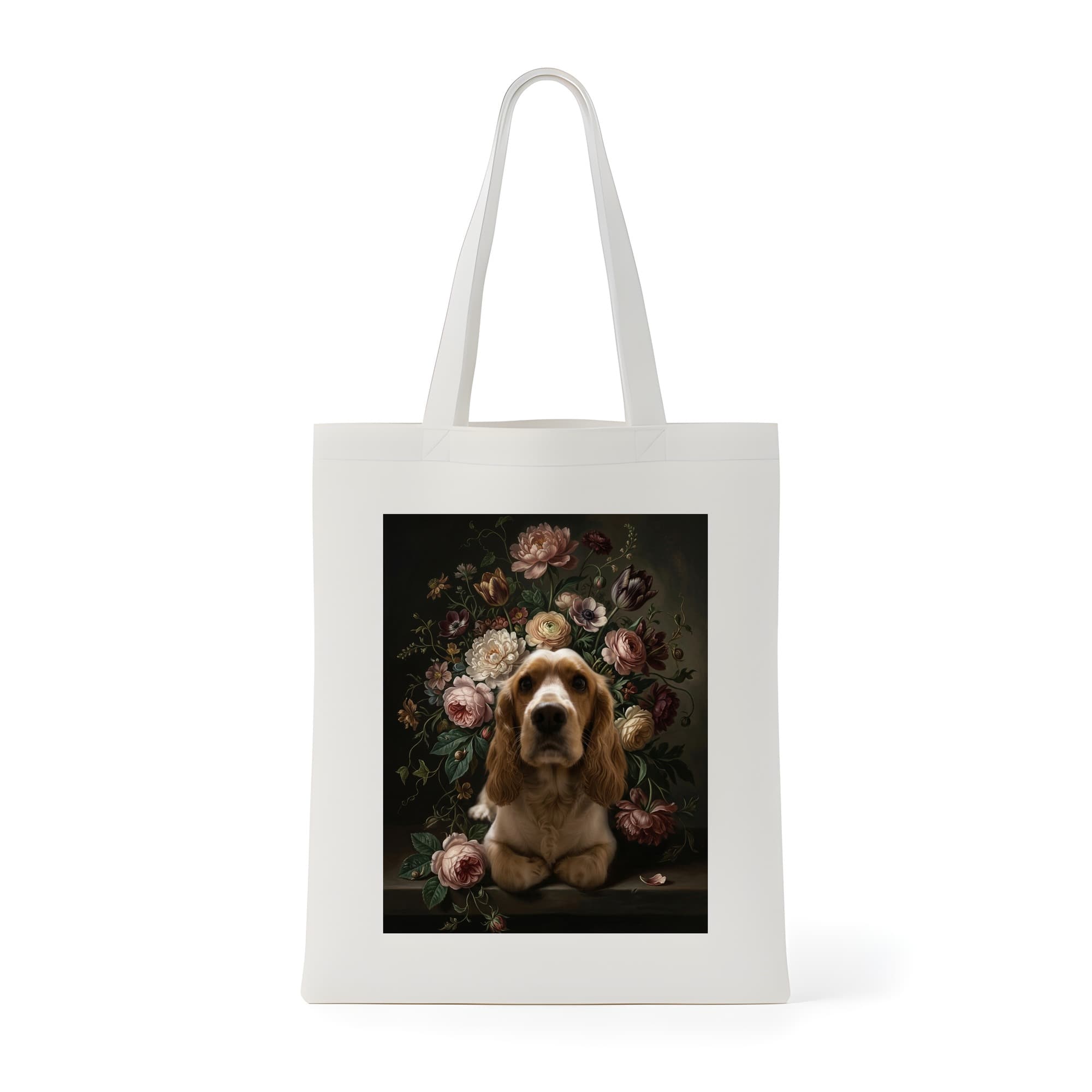 cocker spaniel Floral Oil-Painting Floral Tote Bag