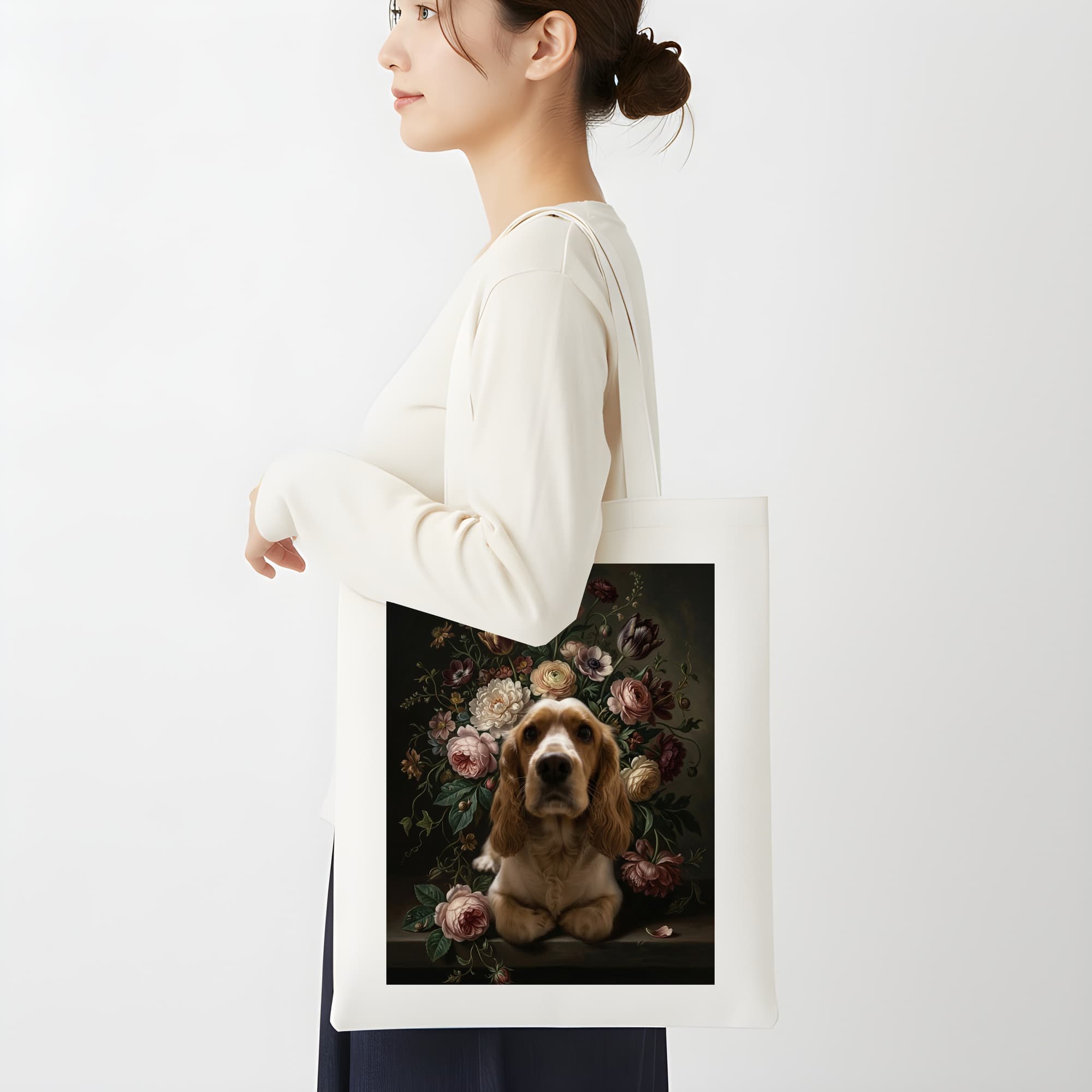 cocker spaniel Floral Oil-Painting Floral Tote Bag 2