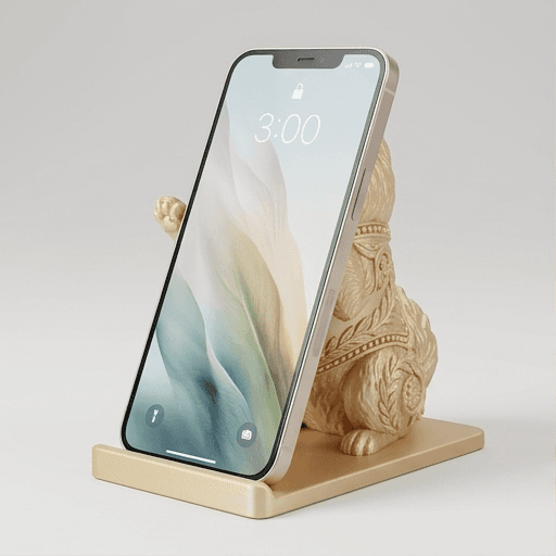ポメラニアンのルネサンス肖像画スマホスタンド(シルクゴールド)