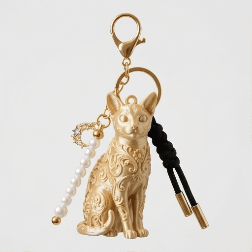 オシキャットのルネサンス肖像画キーホルダー(シルクゴールド)