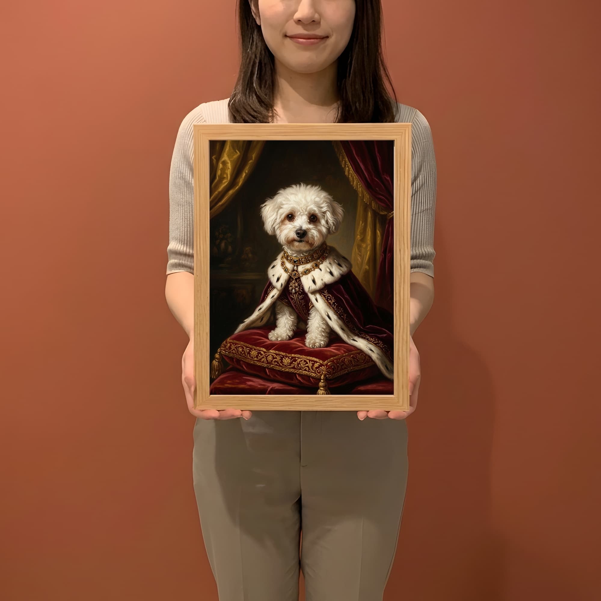 ビションフリーゼのルネサンス肖像画額装プリント(A4サイズ) 2