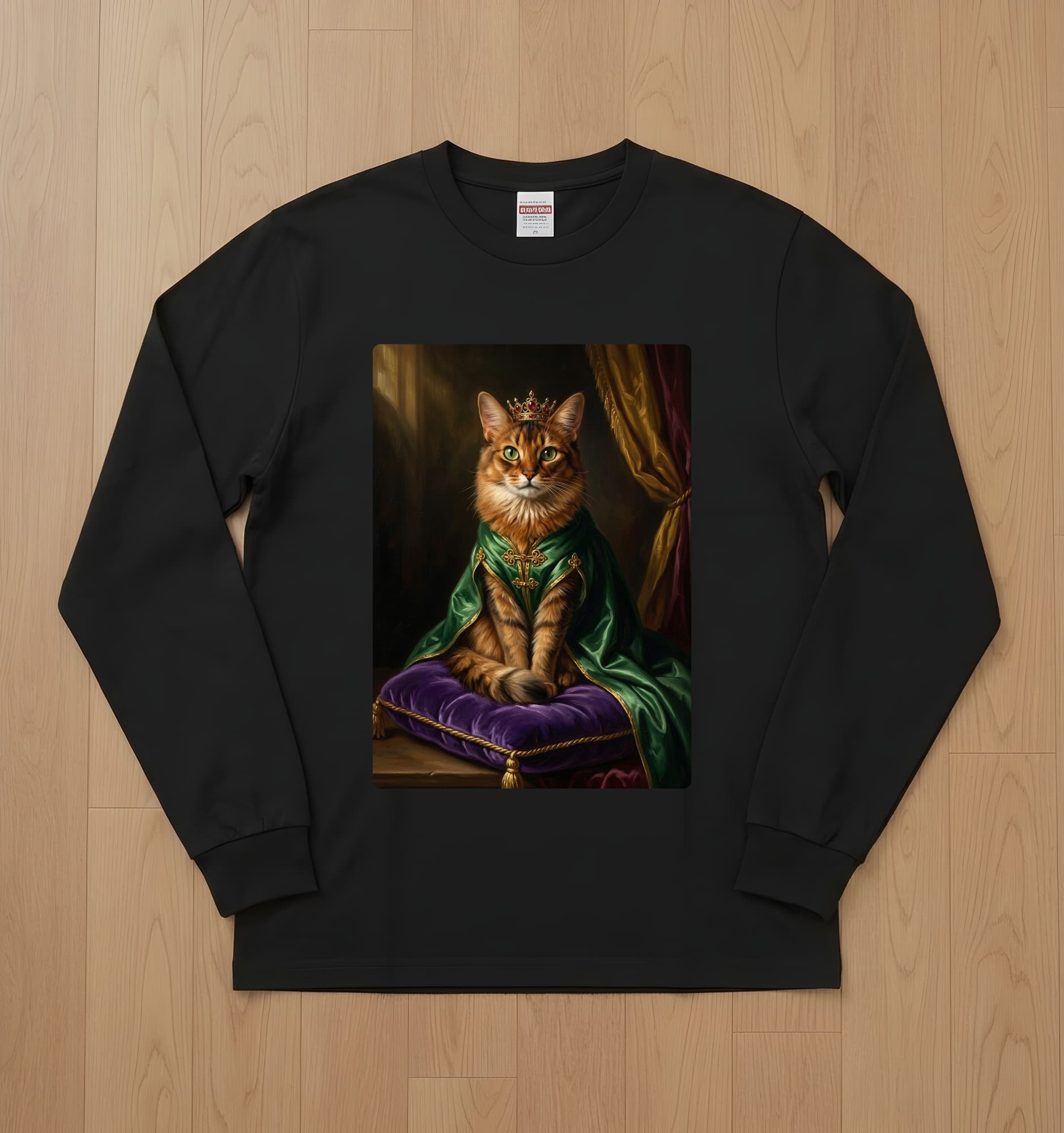 ソマリのルネサンス肖像画長袖Tシャツ(ブラック)