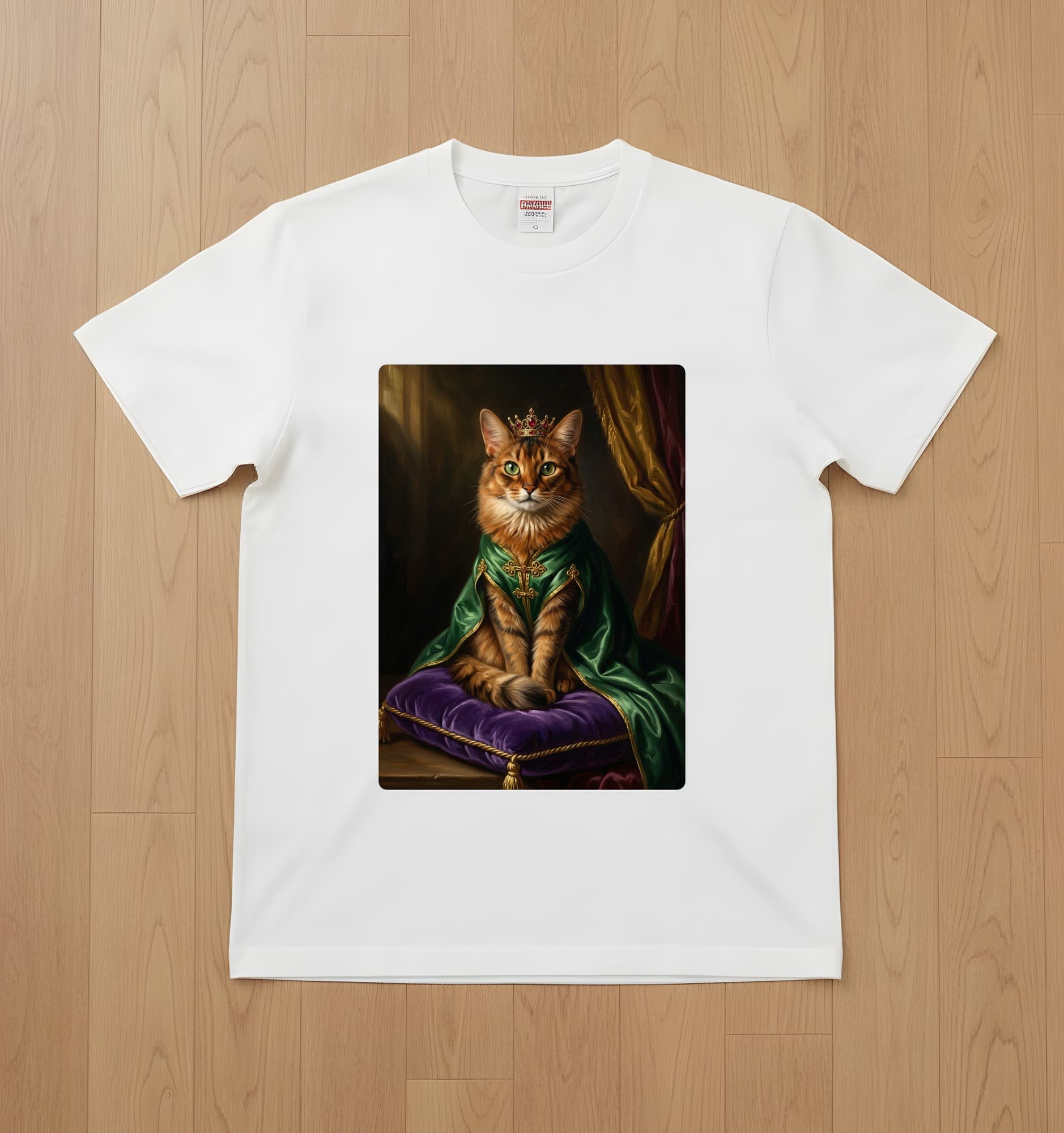 ソマリのルネサンス肖像画Tシャツ(ホワイト・カラープリント・額縁なし)