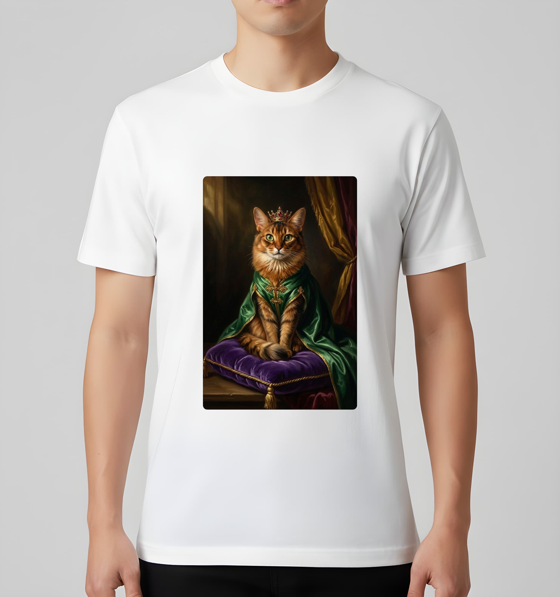 ソマリのルネサンス肖像画Tシャツ(ホワイト・カラープリント・額縁なし) 3