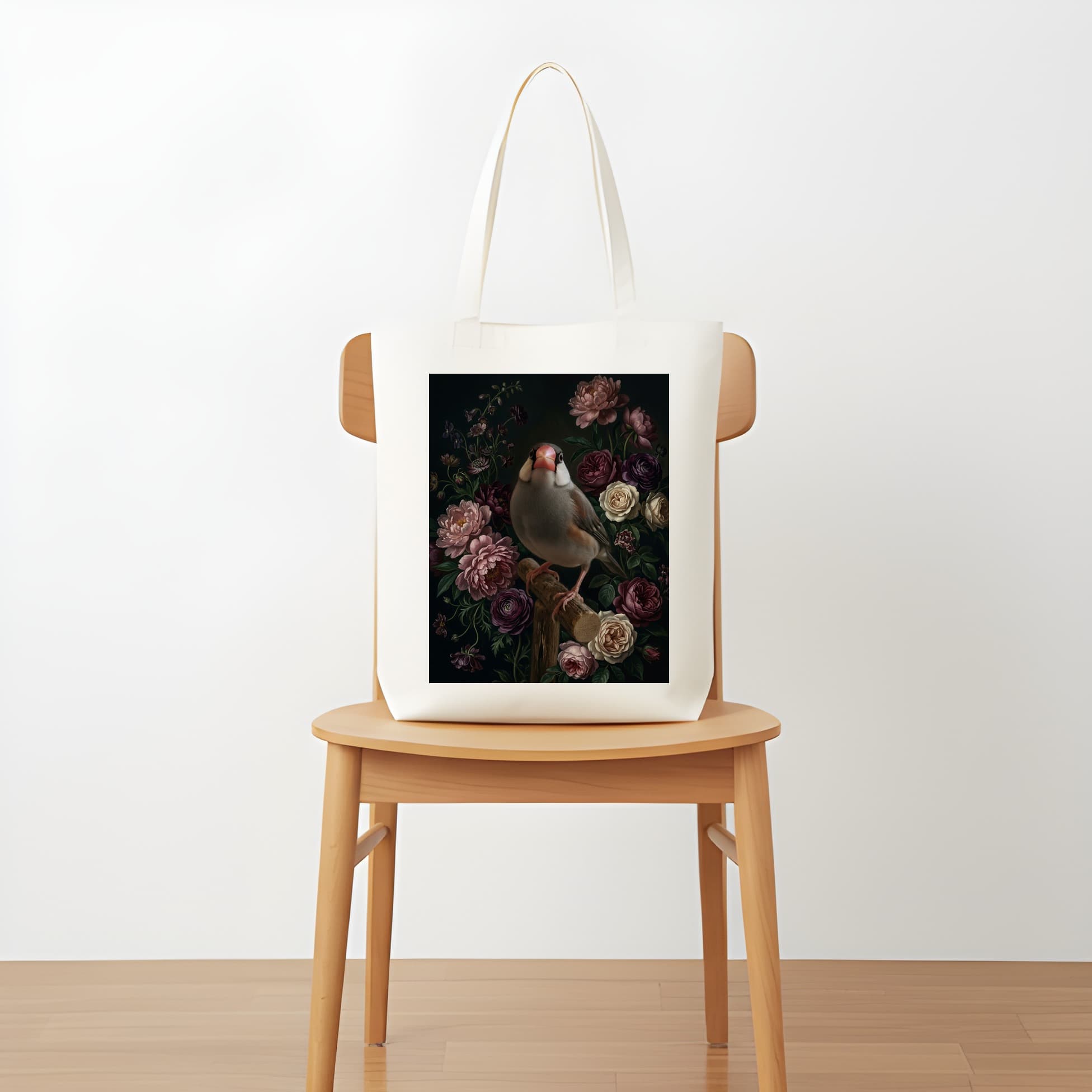 Java sparrow Floral Oil-Painting Floral Tote Bag 5