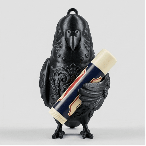 セキセイインコのルネサンス肖像画リップケース(シルクブラック)