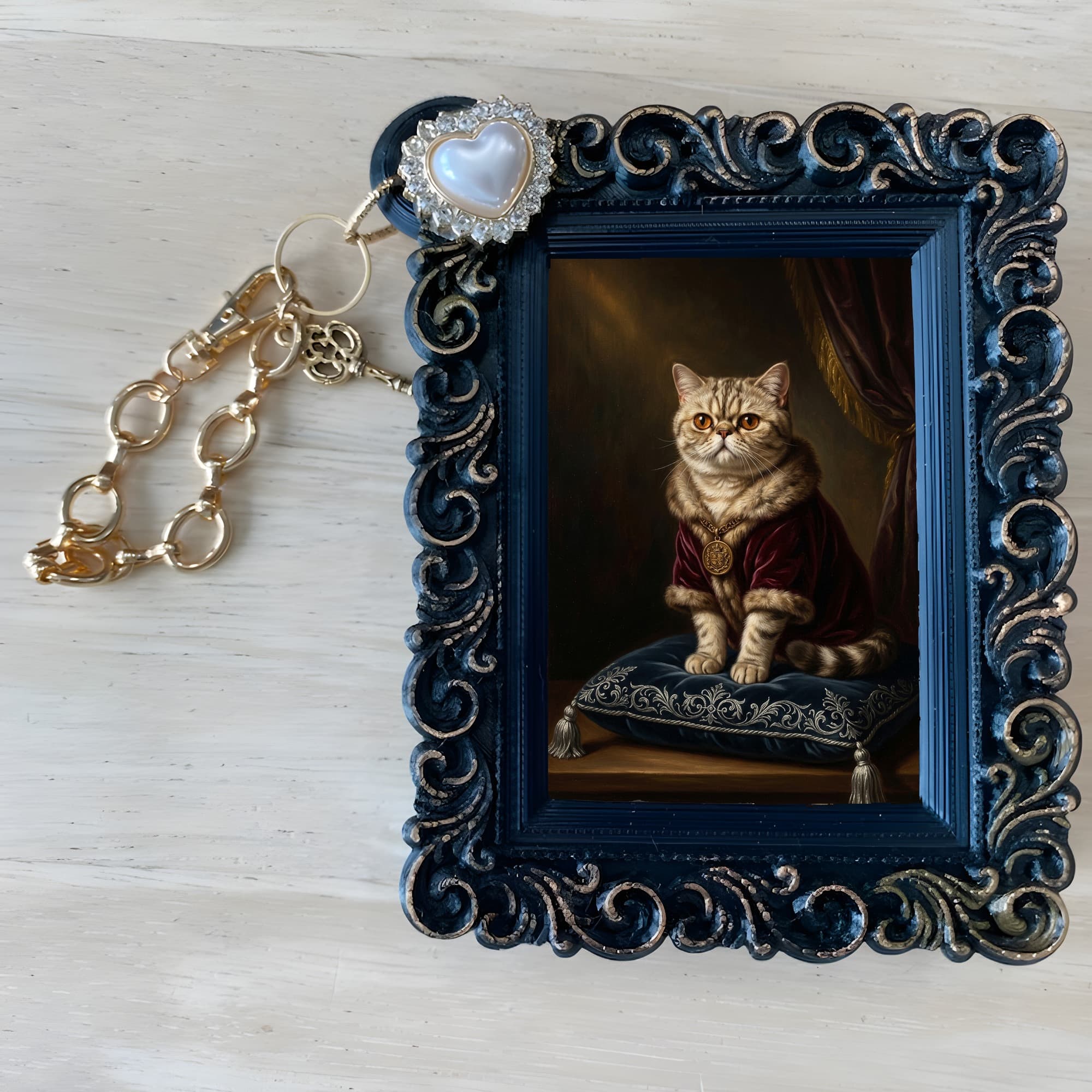 Exotic Shorthair Renaissance Portrait Bag Charm (Black) 4