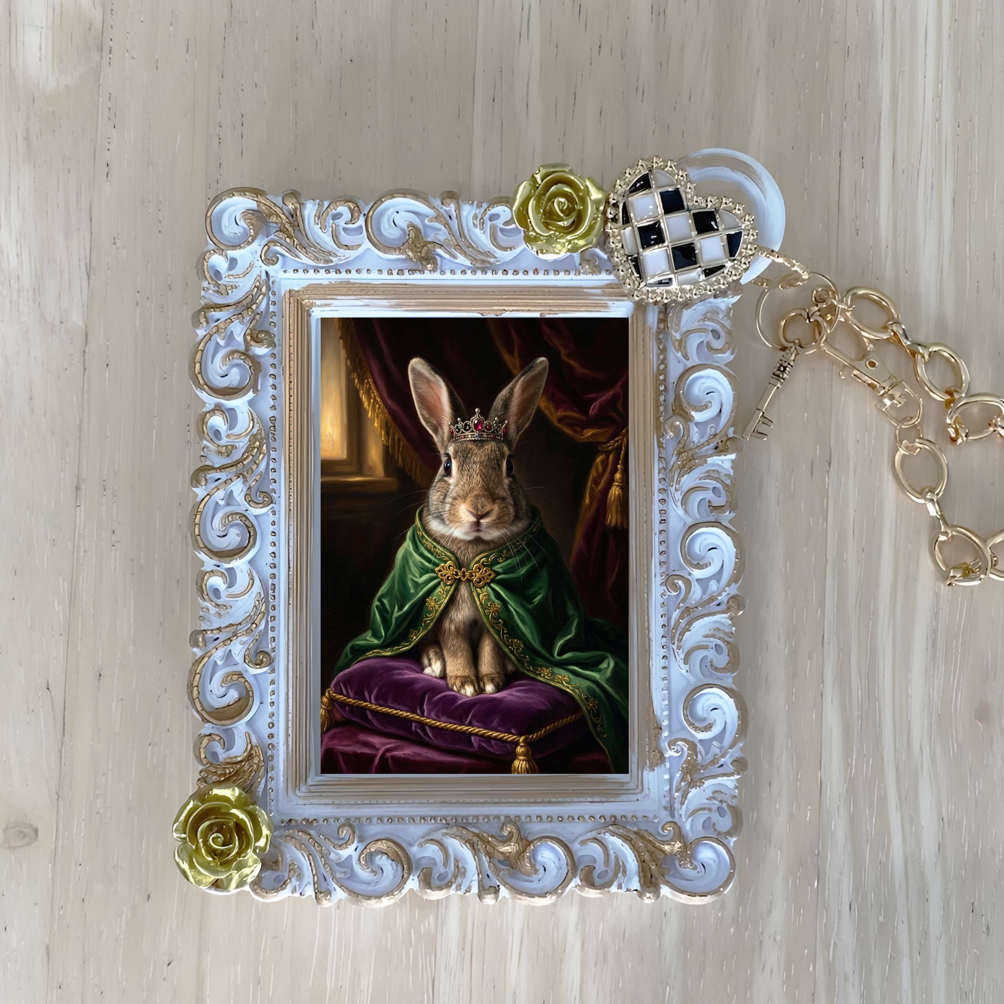 American rabbit Renaissance Portrait Bag Charm (White)