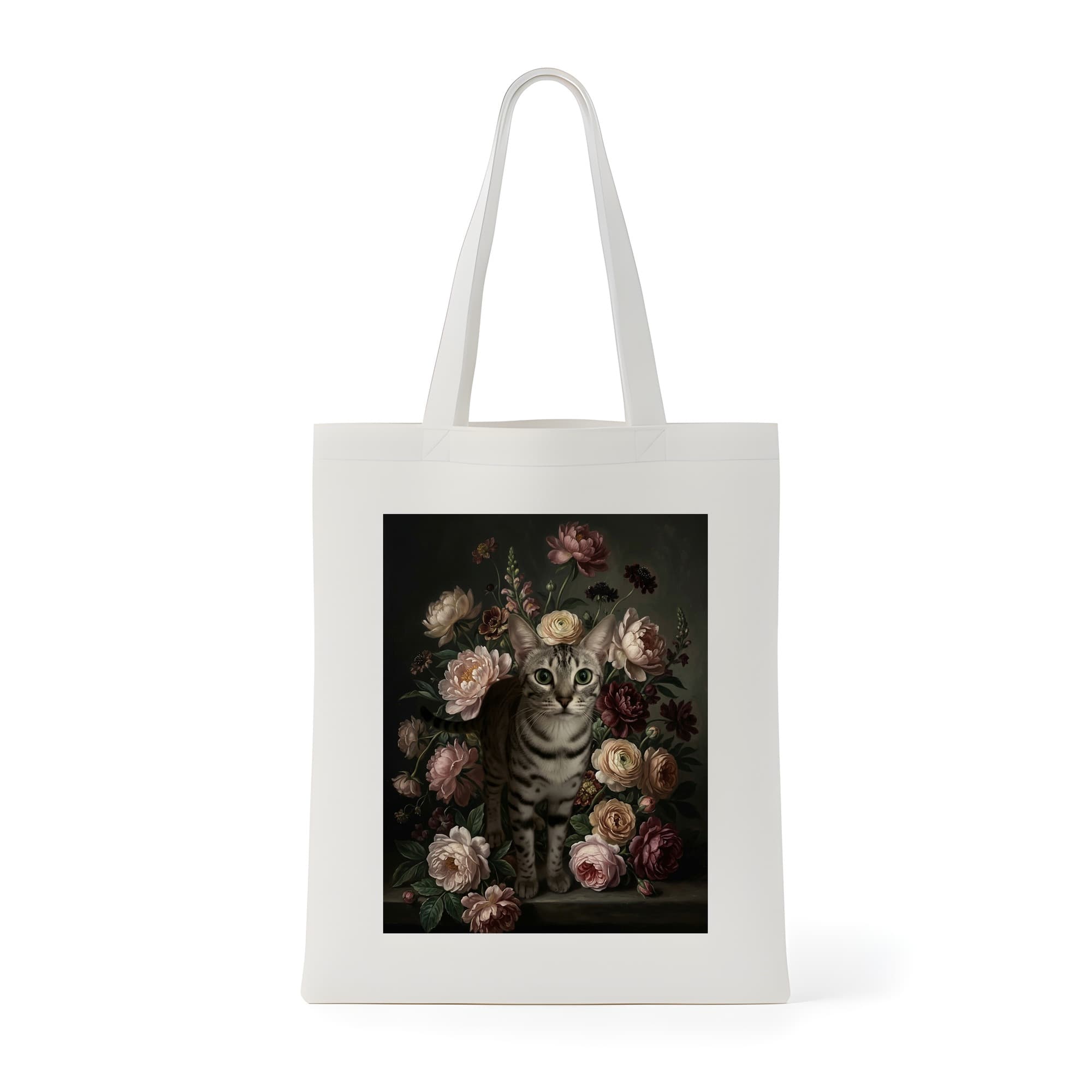 エジプシャンマウの花の油絵風アート花柄トートバッグ