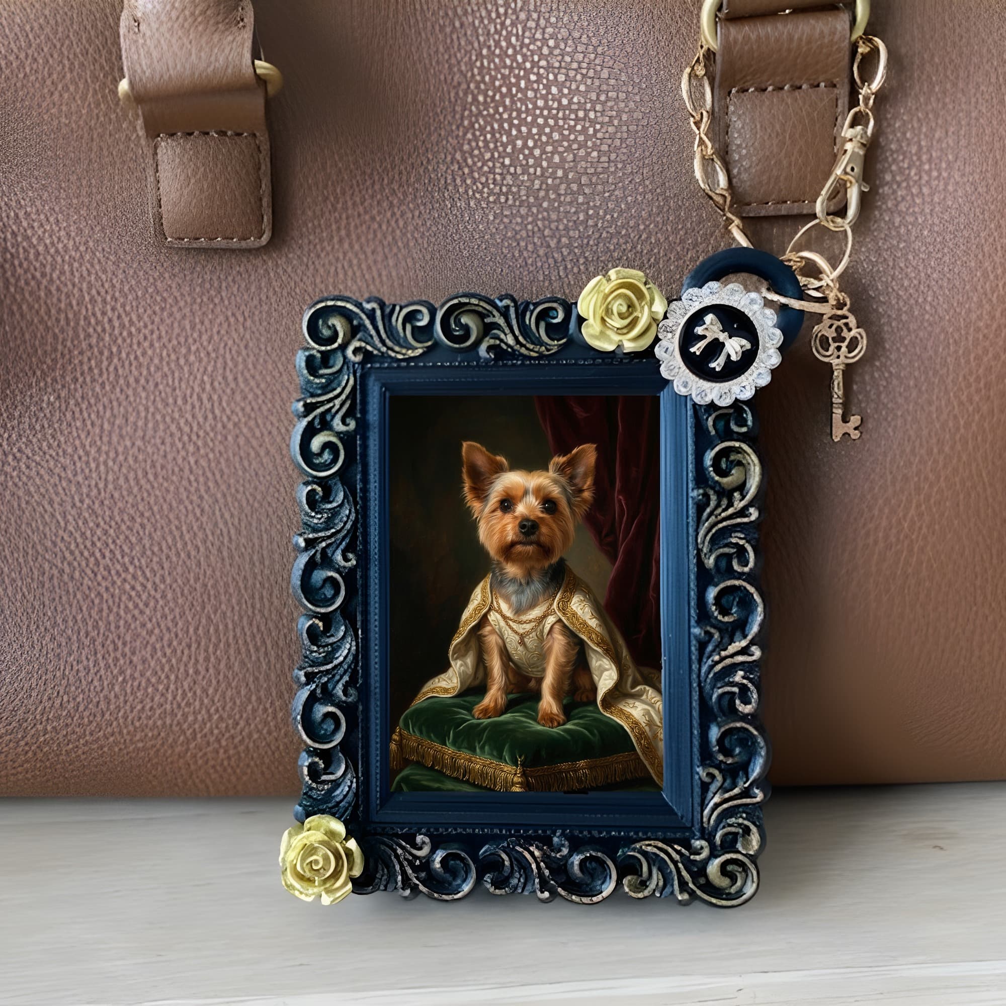 Yorkshire terrier Renaissance Portrait Bag Charm (Black) 3
