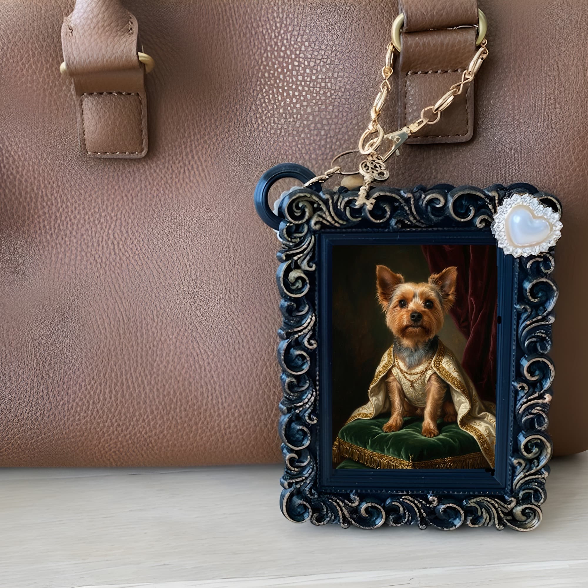 Yorkshire terrier Renaissance Portrait Bag Charm (Black) 6