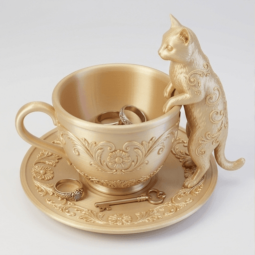 ターキッシュアンゴラのルネサンス肖像画アクセサリートレイ(シルクゴールド)