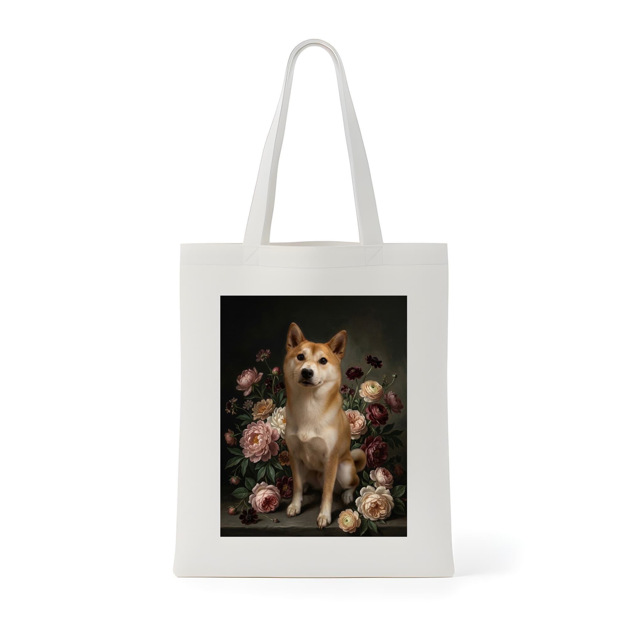 Shiba Inu Floral Oil-Painting Floral Tote Bag