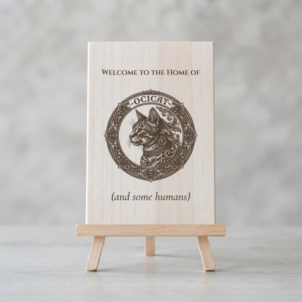 Ocicat Renaissance Portrait Wooden Welcome Board