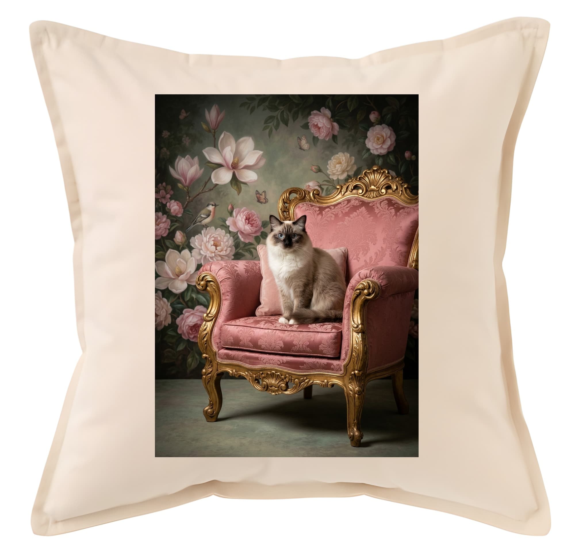 Birman Shabby Pink Oil-Painting Rococo Cushion