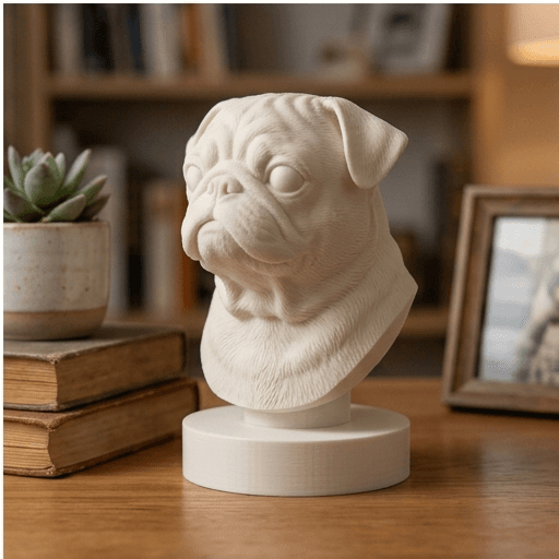 pug Renaissance Portrait Bust Sculpture