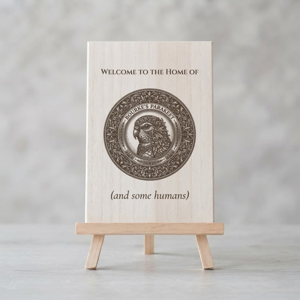 Bourke's Parakeet Renaissance Portrait Wooden Welcome Board