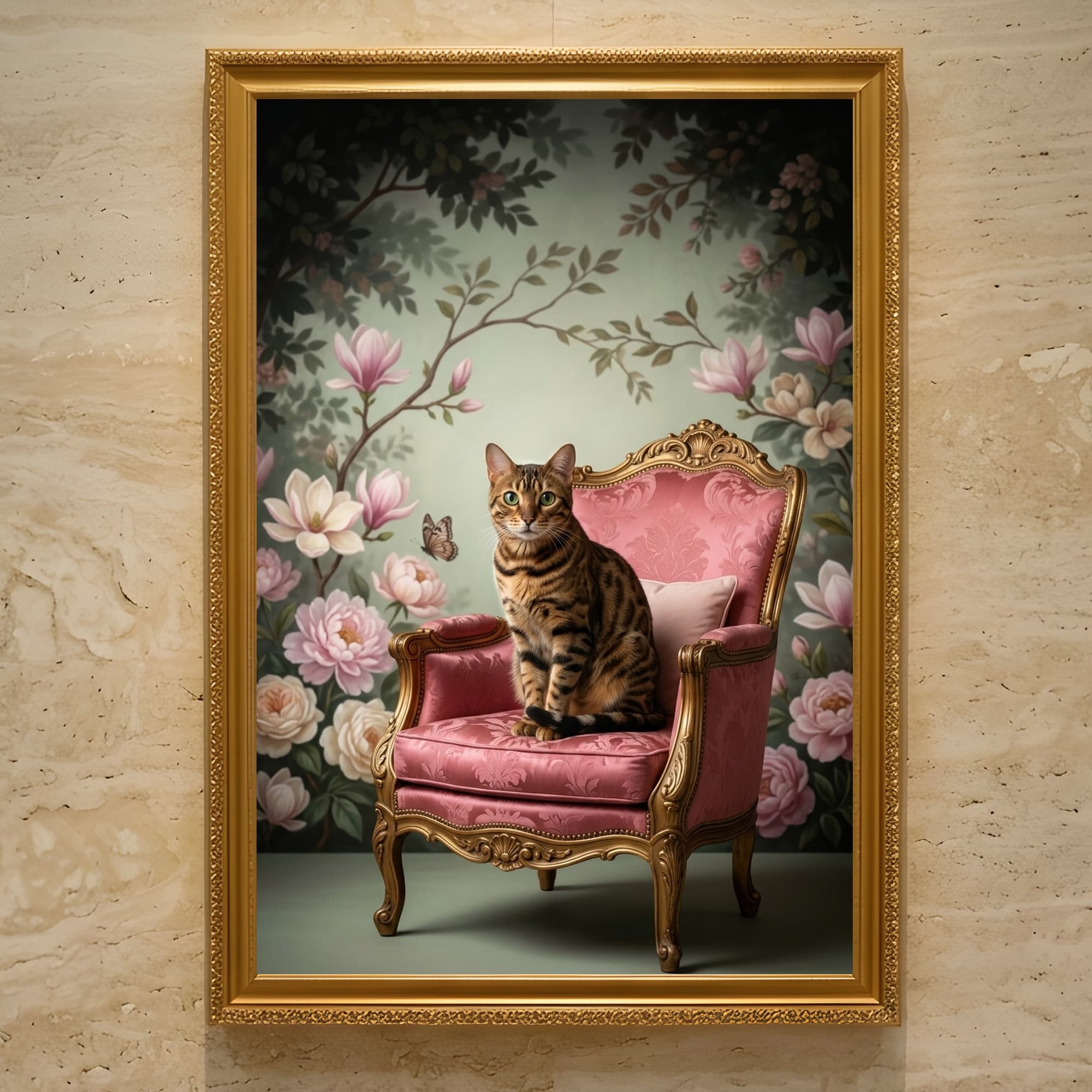 Bengal Shabby Pink Oil-Painting Rococo Framed Art Print (A3)