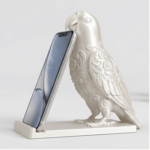 オオハナインコのルネサンス肖像画スマホスタンド(シルクホワイト)