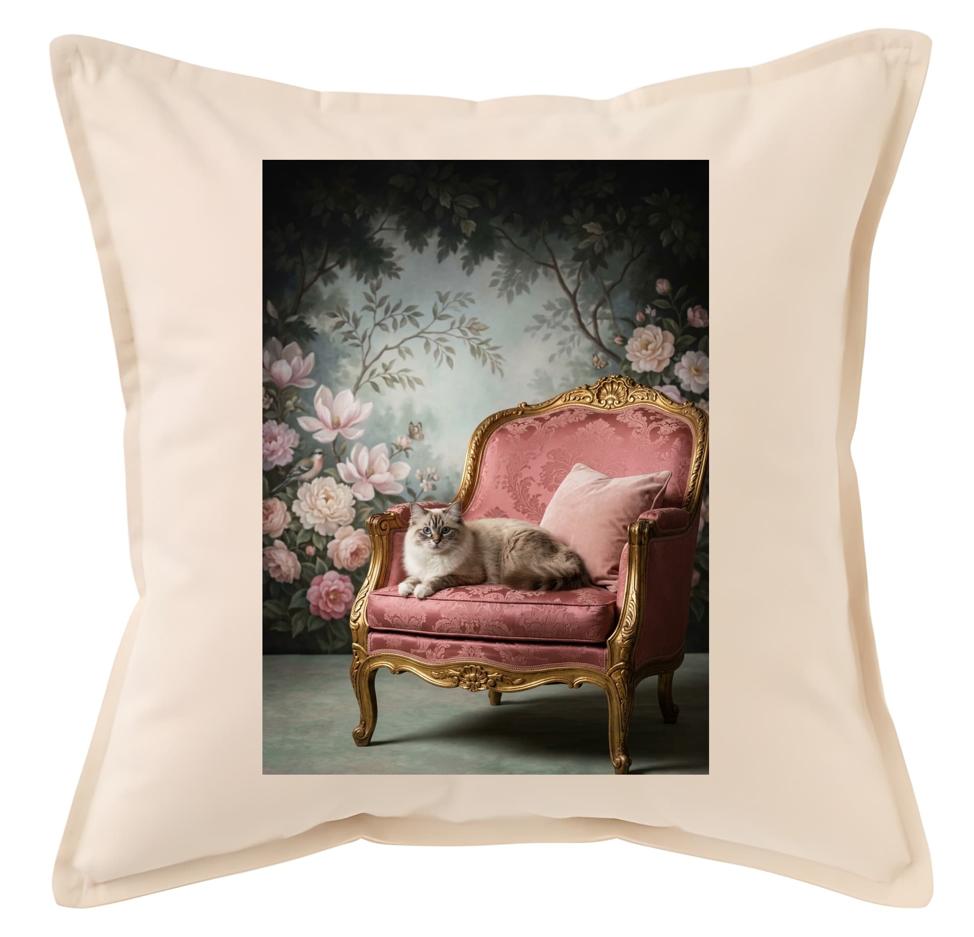 Birman Shabby Pink Oil-Painting Rococo Cushion