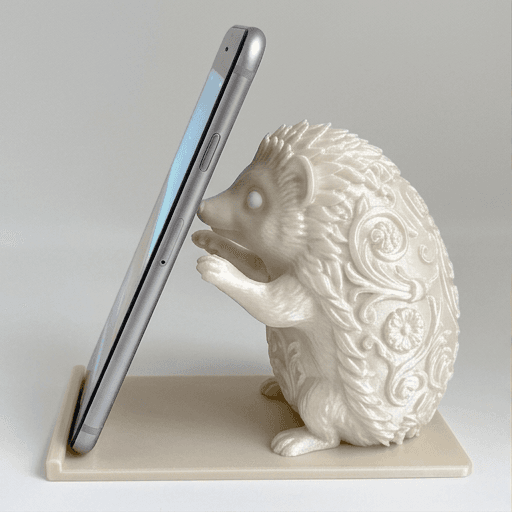 ハリネズミのルネサンス肖像画スマホスタンド(シルクホワイト)